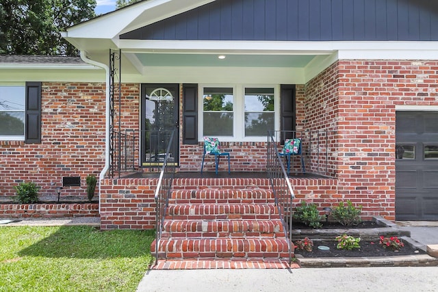 6305 Lucille Dr, North Charleston, SC 29406 - doorway to property with a porch, brick siding, and crawl space