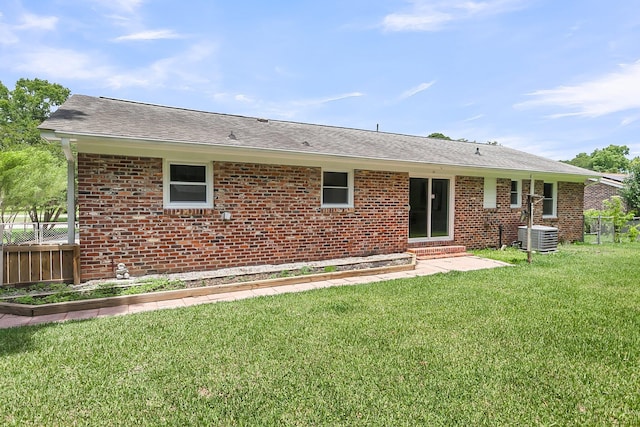 6305 Lucille Dr, North Charleston, SC 29406 - rear view of property featuring entry steps, brick siding, roof with shingles, and cooling unit