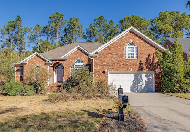 front facade with a garage