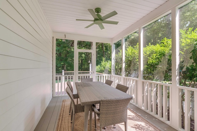 7053 Schooner St, Daniel Island, SC 29492 - sunroom featuring ceiling fan and outdoor dining space