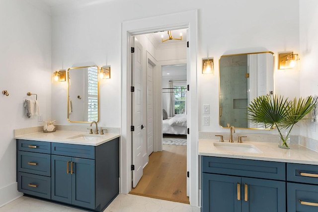 3023 Eventide Dr, Johns Island, SC 29455 - bathroom with two vanities, connected bathroom, and a stall shower