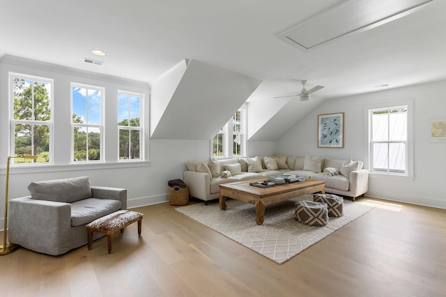 3023 Eventide Dr, Johns Island, SC 29455 - living area with attic access, wood finished floors, baseboards, ceiling fan, and recessed lighting
