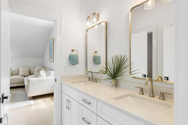 3023 Eventide Dr, Johns Island, SC 29455 - ensuite bathroom featuring double vanity and lofted ceiling
