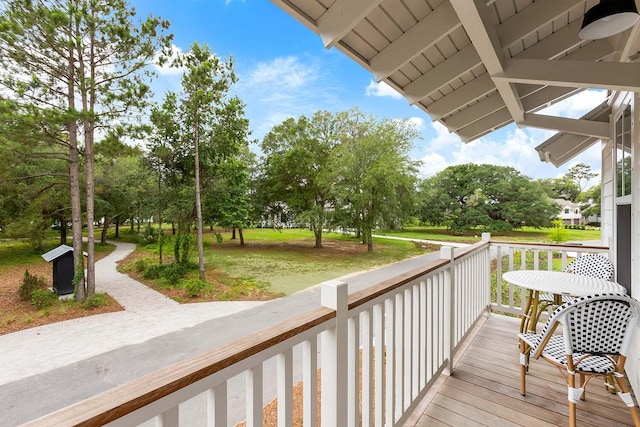 3023 Eventide Dr, Johns Island, SC 29455 - balcony featuring view of scattered trees and ceiling fan