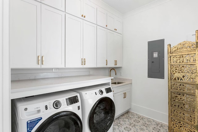 3023 Eventide Dr, Johns Island, SC 29455 - laundry room with cabinet space, separate washer and dryer, electric panel, and baseboards