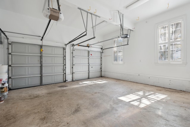 garage with a garage door opener