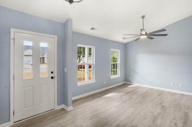 426 Colony Dr, Ridgeland, SC 29936 - foyer featuring ceiling fan and light wood-type flooring