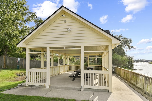 view of community featuring a gazebo and fence