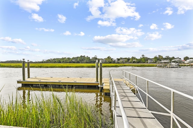 view of dock featuring a water view