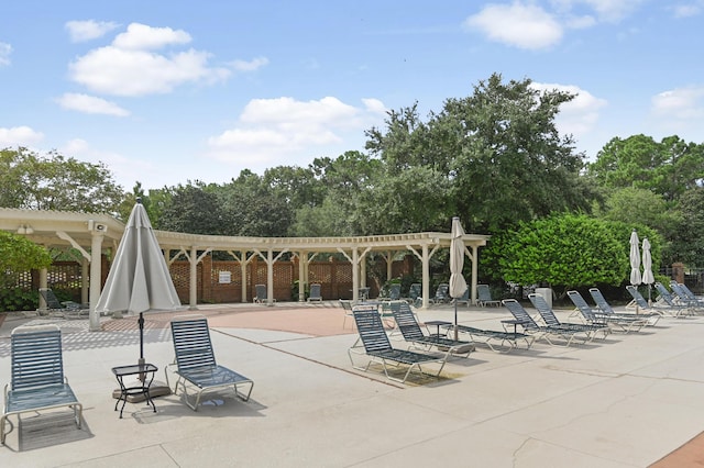 view of patio featuring a pergola