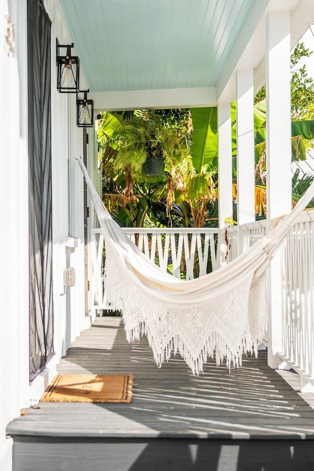view of patio featuring a porch
