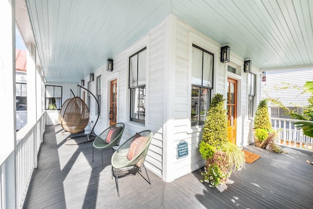 deck with covered porch