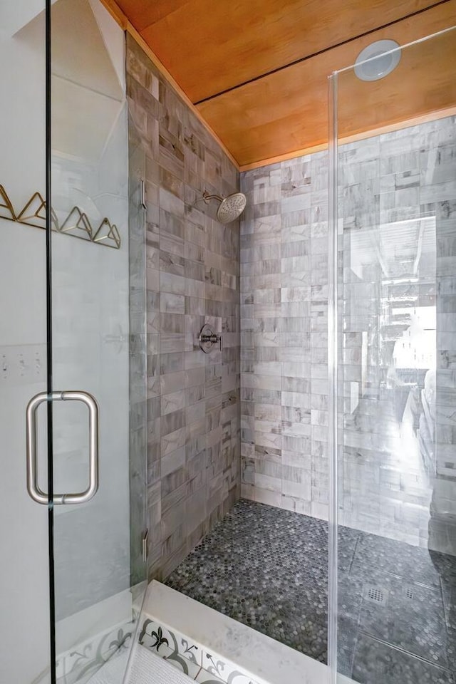 bathroom featuring a shower stall