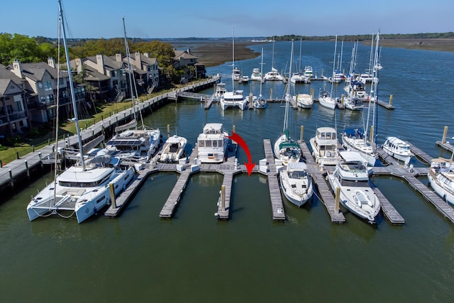 dock area featuring a water view