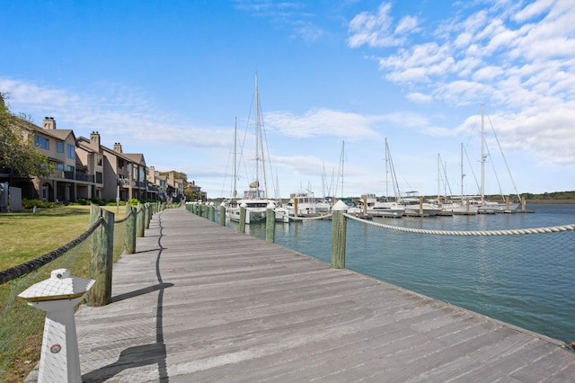 dock area featuring a water view