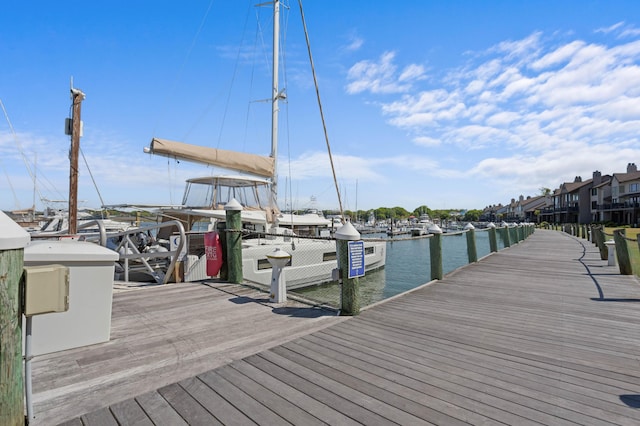 dock area featuring a water view