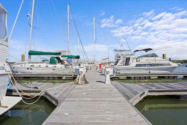 dock area featuring a water view