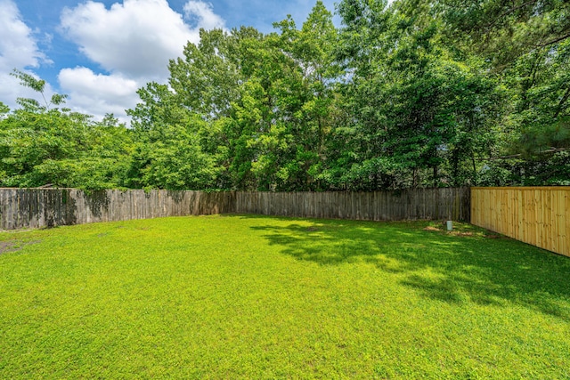 view of yard featuring a fenced backyard
