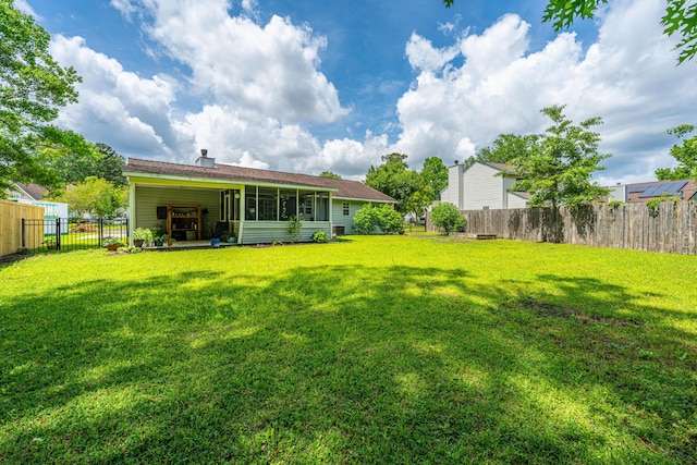view of yard featuring a fenced backyard