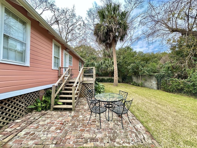 view of patio with a wooden deck