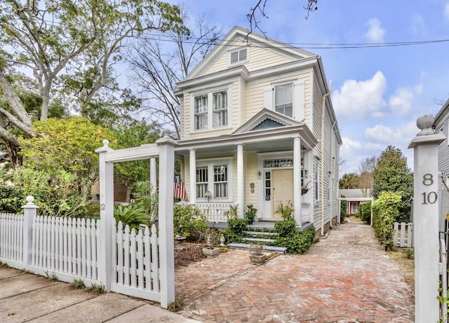 view of front of property with a porch