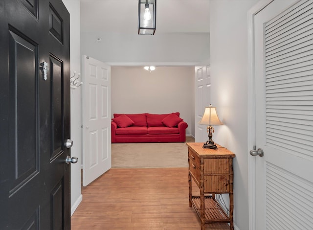 entrance foyer with light wood-type flooring