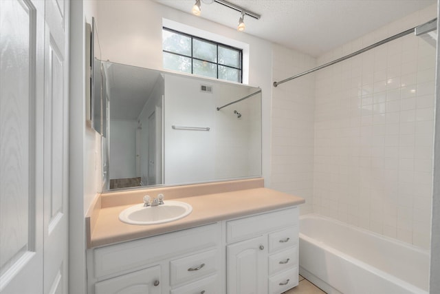 1860 Montclair Dr Unit 1860-A, Mount Pleasant, SC 29464 - bathroom with a textured ceiling, visible vents, tub / shower combination, and vanity