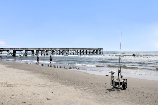 exterior space with a beach view