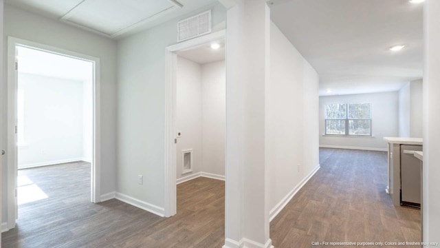 hallway featuring wood-type flooring