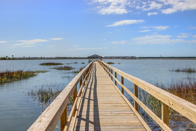 view of dock featuring a water view