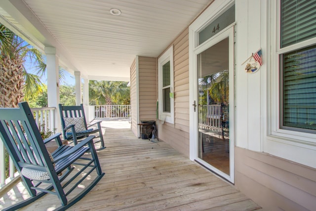 wooden terrace with covered porch