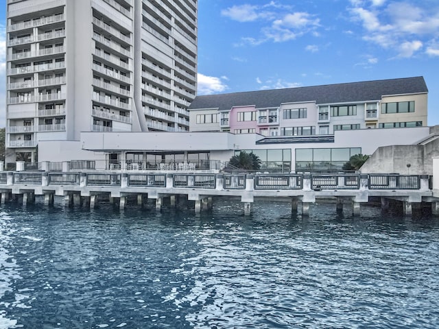 view of dock featuring a water view