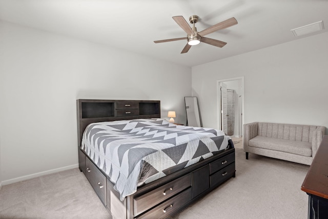 630 Jancus St, Charleston, SC 29414 - bedroom with light colored carpet, baseboards, a ceiling fan, and ensuite bath