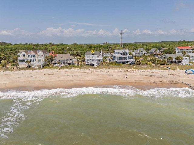 1404 Palmetto Blvd, Edisto Beach, SC 29438 - bird's eye view with a water view, a residential view, and a view of the beach