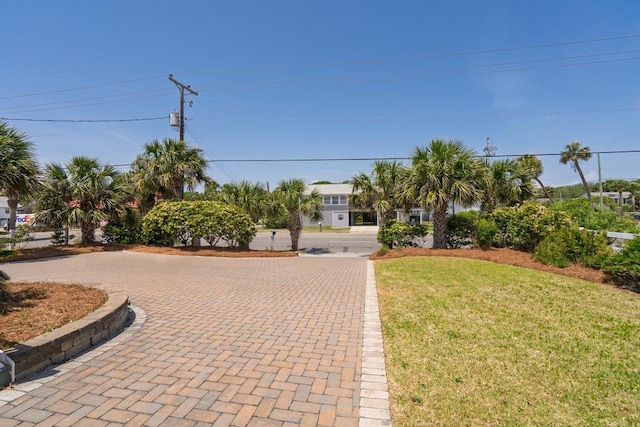 1404 Palmetto Blvd, Edisto Beach, SC 29438 - obstructed view of property with a front yard and decorative driveway