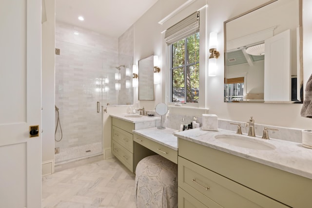 full bathroom featuring vanity and a stall shower