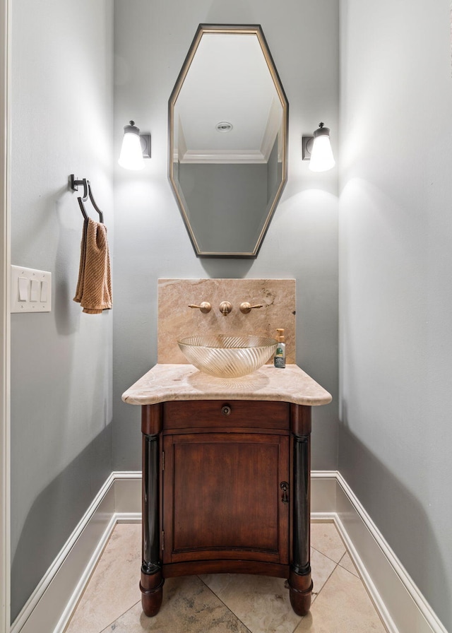 bathroom with vanity and tile patterned floors