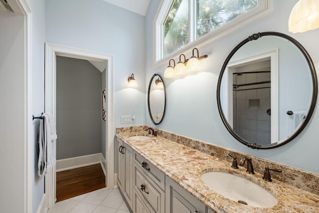 bathroom featuring vanity and tile patterned floors