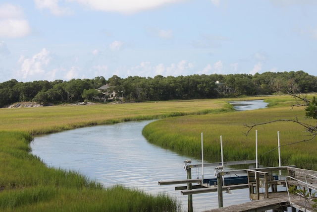 view of dock featuring a water view