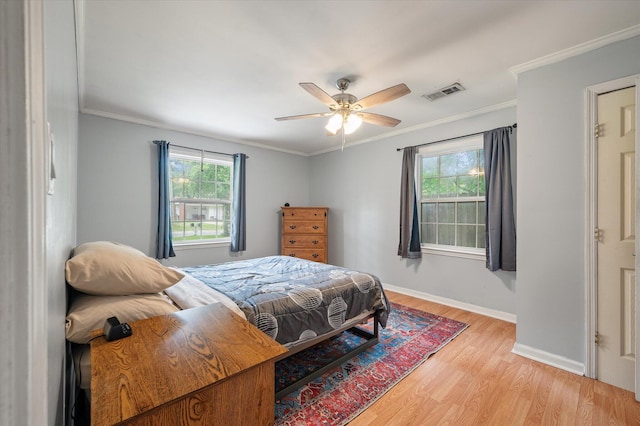 14 Aldene Ave, Goose Creek, SC 29445 - bedroom featuring light wood finished floors, baseboards, crown molding, and ceiling fan