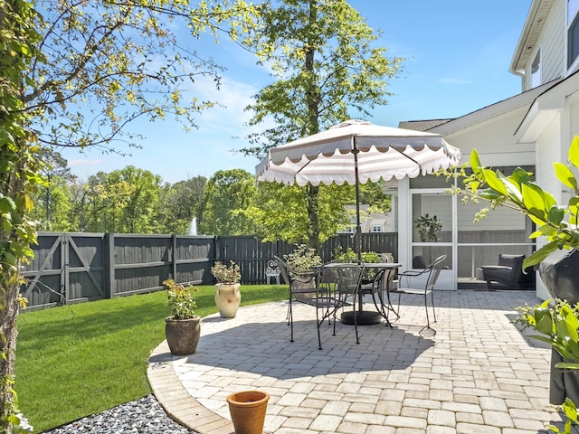 view of patio with a fenced backyard