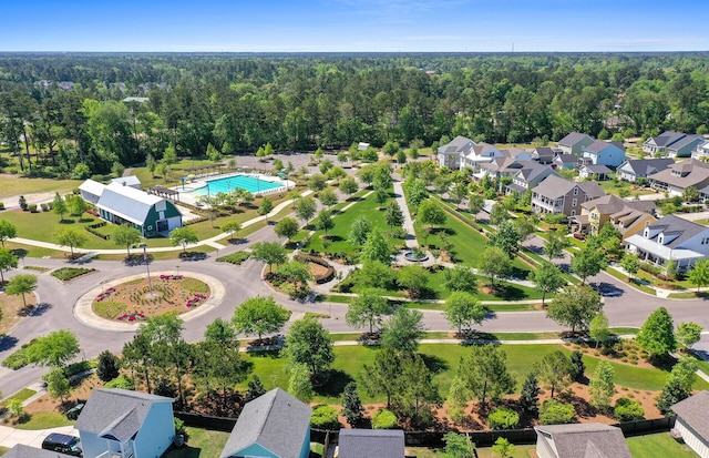 357 Parish Farms Dr, Summerville, SC 29486 - aerial perspective of suburban area with a pool and a heavily wooded area