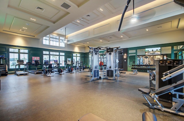 357 Parish Farms Dr, Summerville, SC 29486 - gym with recessed lighting and a towering ceiling