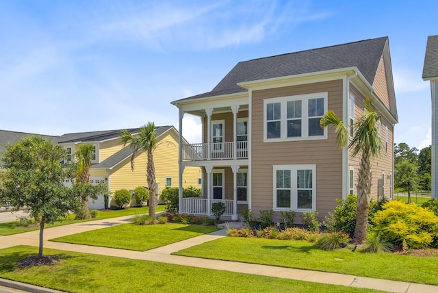 357 Parish Farms Dr, Summerville, SC 29486 - view of front of house with a porch, a balcony, and a front lawn