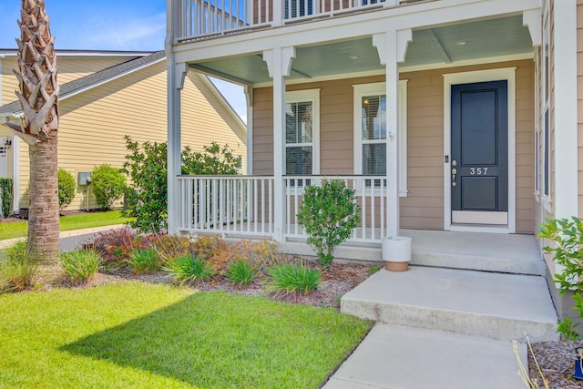 357 Parish Farms Dr, Summerville, SC 29486 - view of exterior entry featuring covered porch and a yard