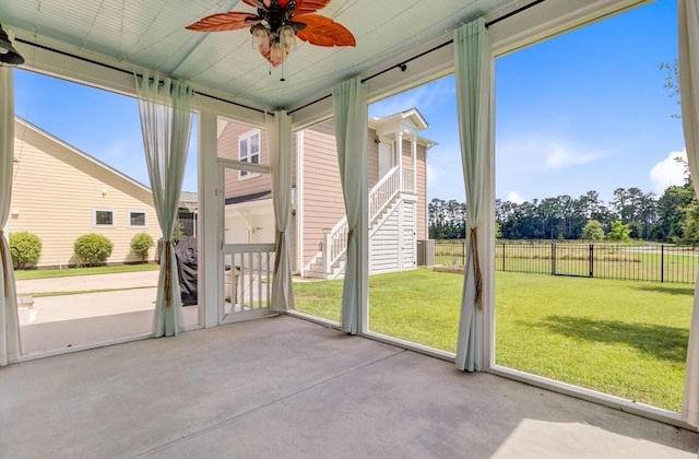 357 Parish Farms Dr, Summerville, SC 29486 - unfurnished sunroom with a ceiling fan and plenty of natural light