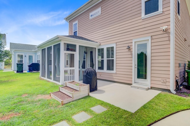 357 Parish Farms Dr, Summerville, SC 29486 - back of house with a sunroom, a patio area, and a yard