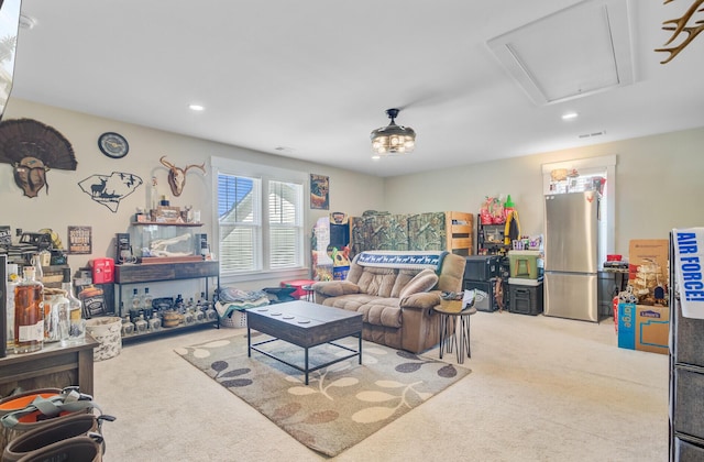357 Parish Farms Dr, Summerville, SC 29486 - living area with attic access, carpet floors, and recessed lighting