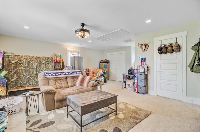 357 Parish Farms Dr, Summerville, SC 29486 - carpeted living area featuring attic access and recessed lighting