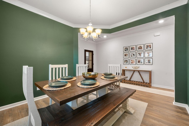 701 Squire Pope Rd, Summerville, SC 29486 - dining area featuring ornamental molding, a chandelier, light wood-type flooring, and recessed lighting